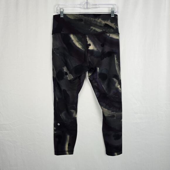 Lululemon Athletica Jogging Pants Women's 14 Black Green Camo Stretch - Picture 2 of 16